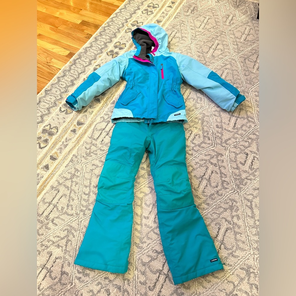 Girls LandsEnd snow pants & coat 14 & 12s